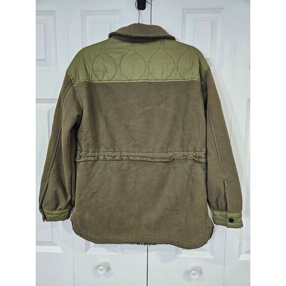 Avec Les Filles Oversized Shirt Jacket Womens Size Small Shacket Army Green - Picture 2 of 8